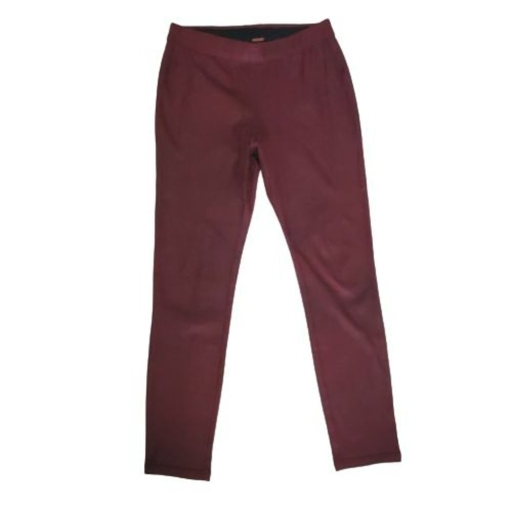 Free People Faux Suede Leather Pull-On Skinny Pants, Burgundy Women's Size 26 - Picture 5 of 15